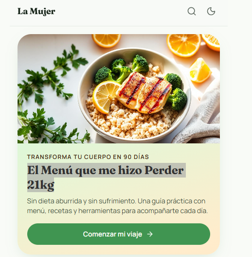Pantalla de inicio del app con la guía del menú