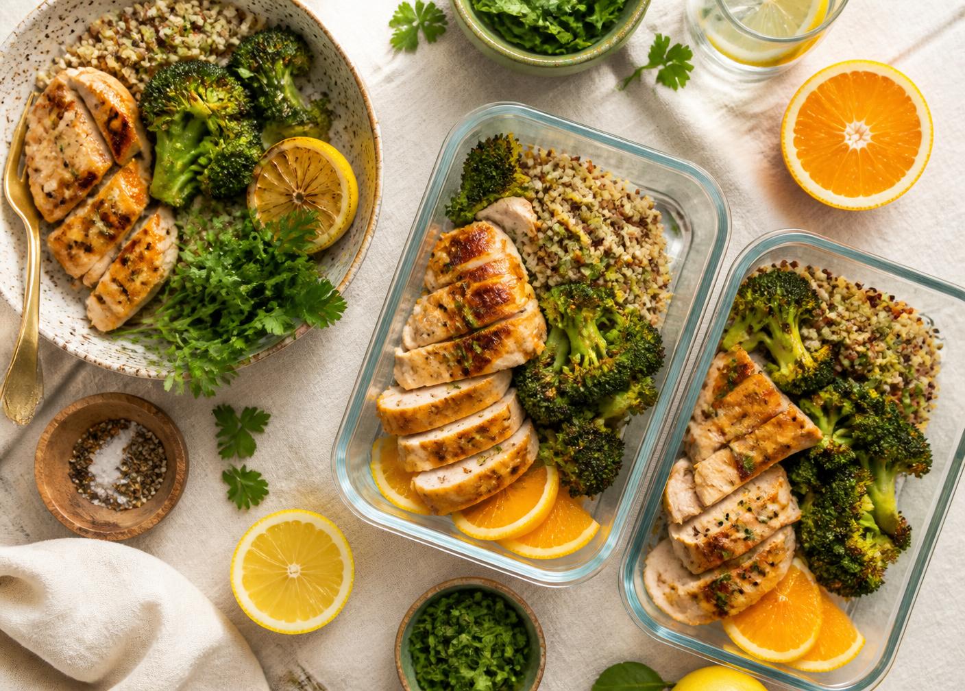 Comidas saludables preparadas y organizadas para la semana